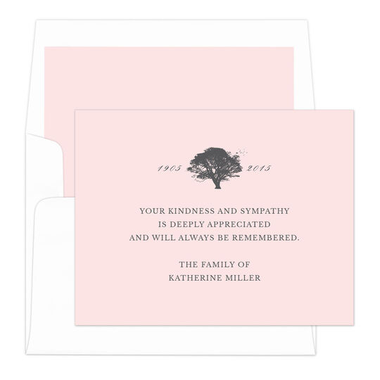 Pink Oak Tree Sympathy Cards